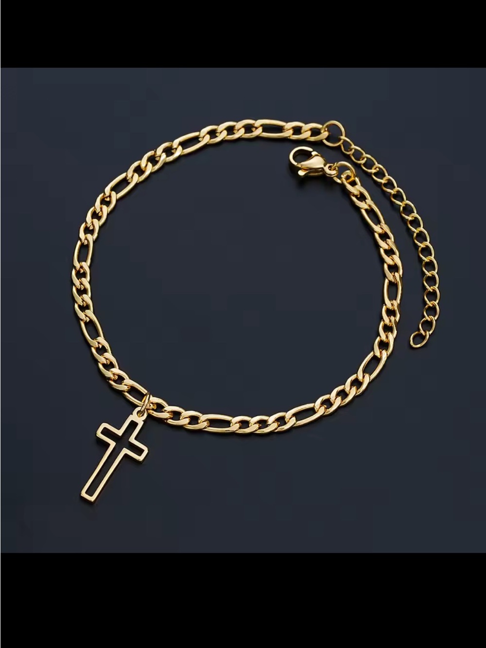 Gold Cross Bracelet for Women - Polished Gold Chain